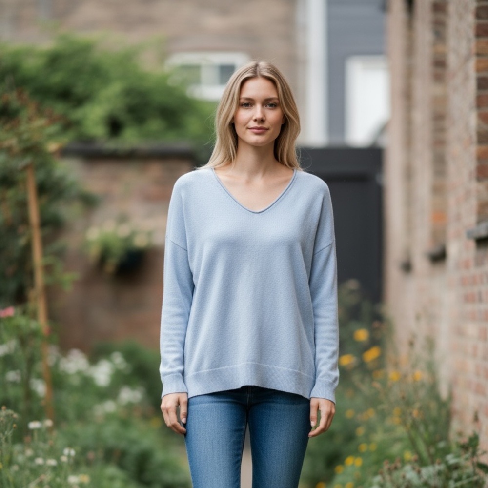 Eileen Fisher Soft Blue V-Neck Sweater